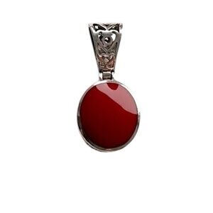 Silpada S1300 RETIRED Red Jasper Open Filigree Reversible Pendant